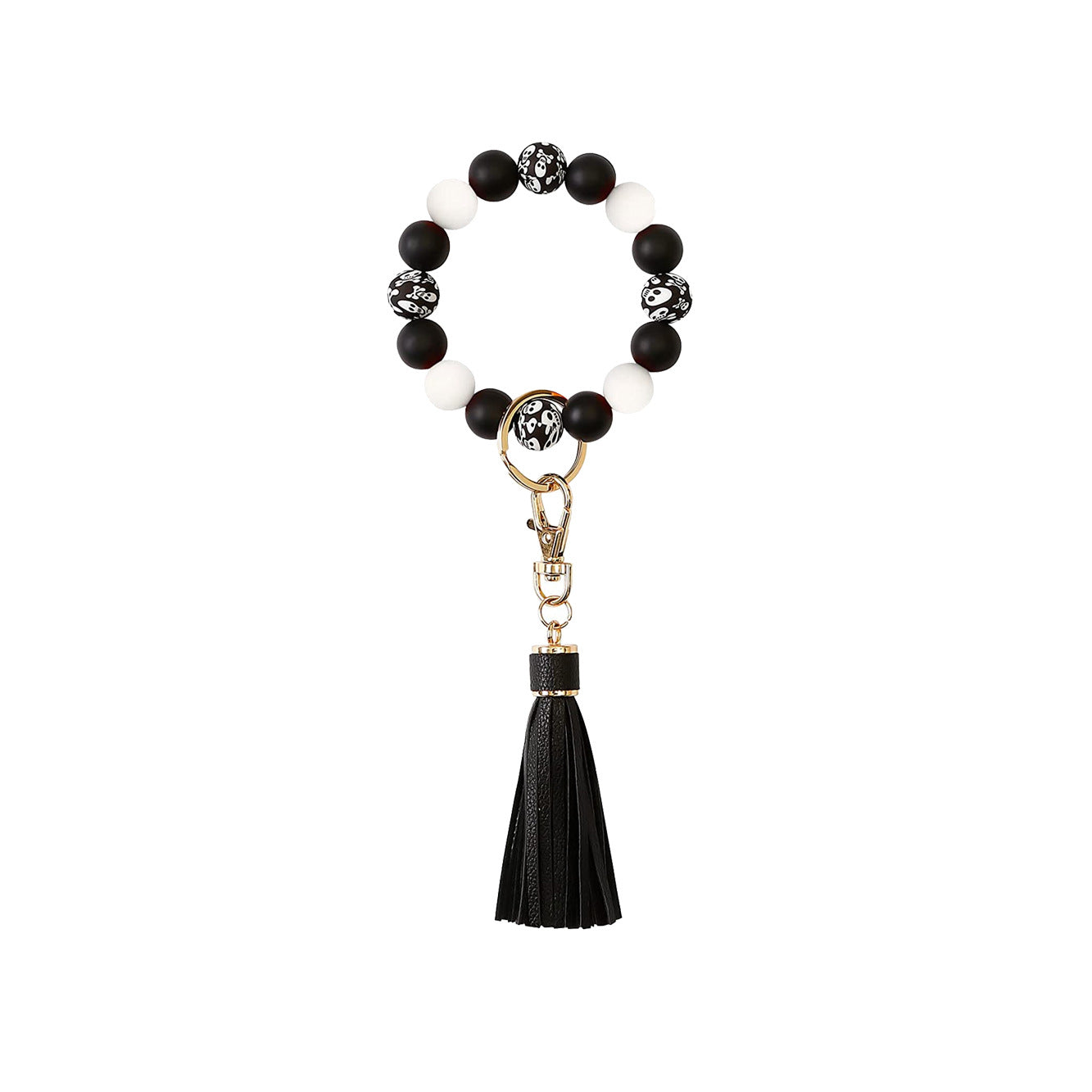 Wholesale Circular Skull Silicone Beads Wrist Keychain